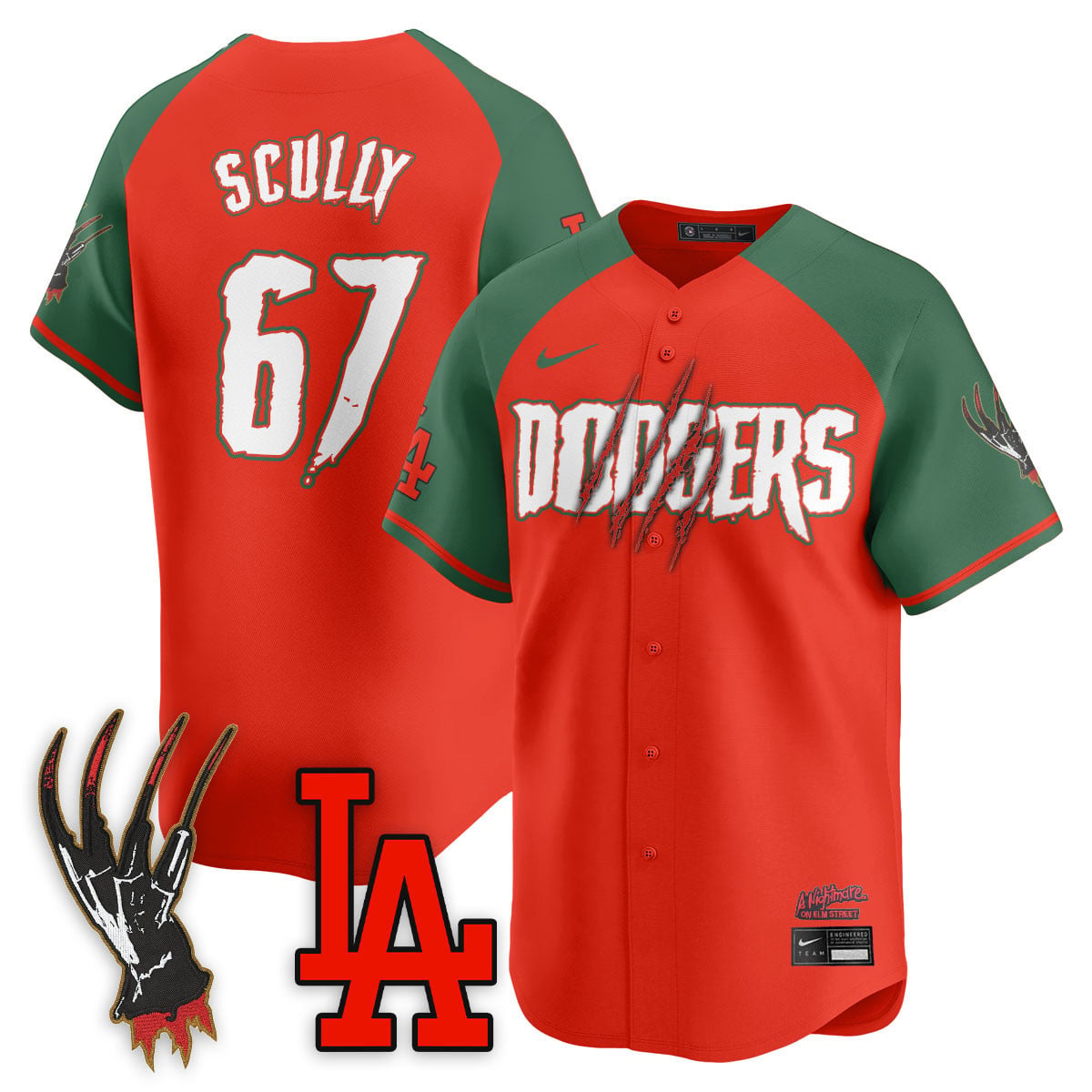Men's Los Angeles Dodgers "A Nightmare on Elm Street" Jersey - Stitched