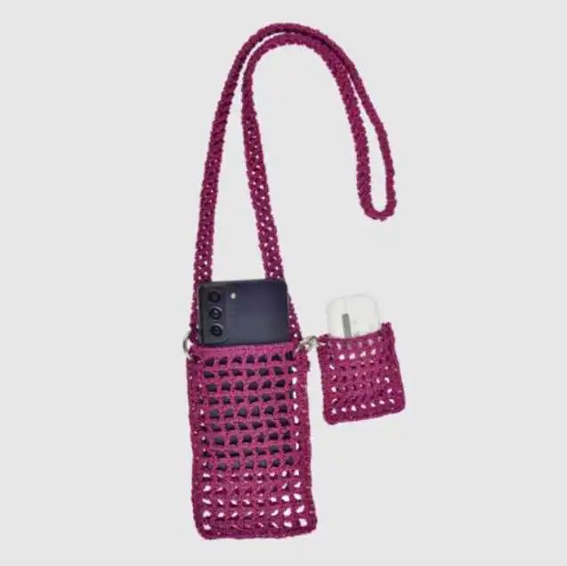 Ixtech Ix-023 Hand Knitted Phone and Headphone Bag Purple