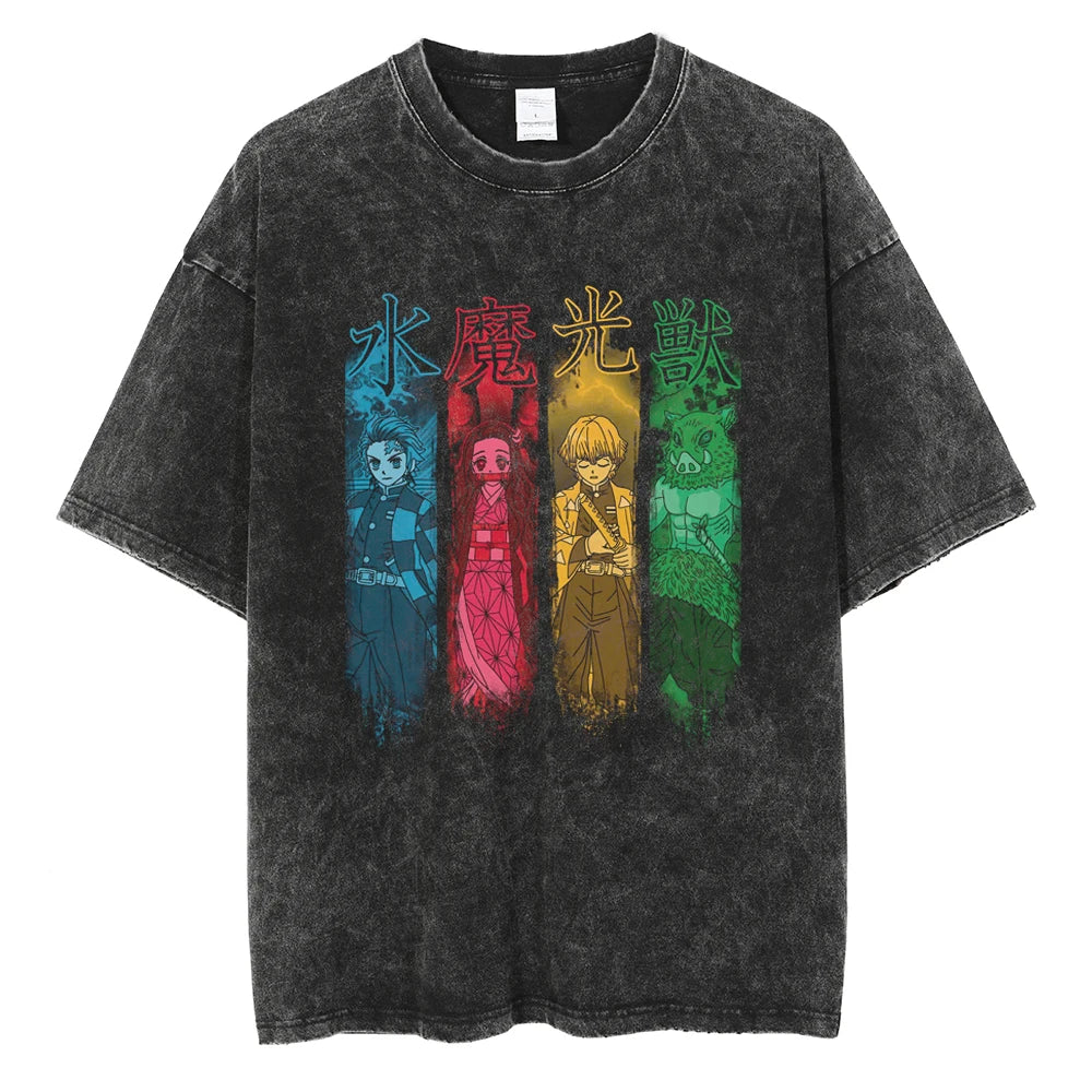 Demon Slayer Corps Elite Fighters Oversized Vintage T-Shirt