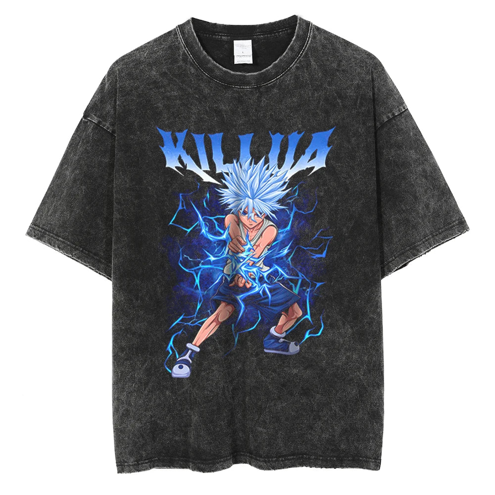 Hunter x Hunter Killua Veil of Thunder Oversized Vintage T-Shirt