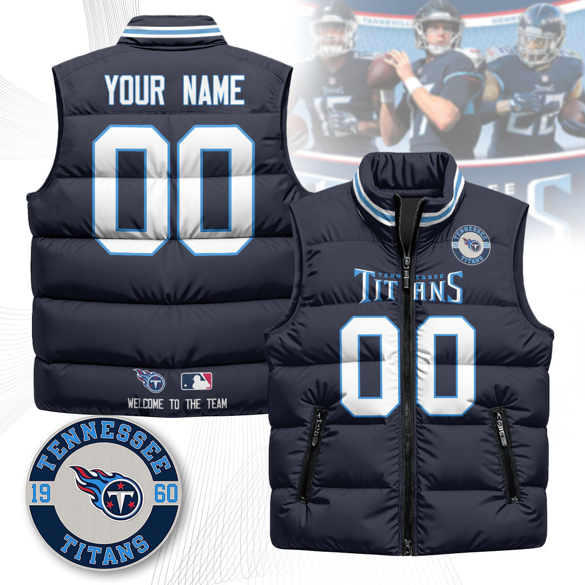 Custom Tennessee Titans Unisex Puffer Vest